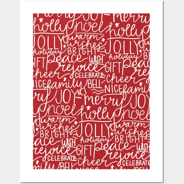 Christmas Handwritten Words and Greetings Wall Art by Designedby-E